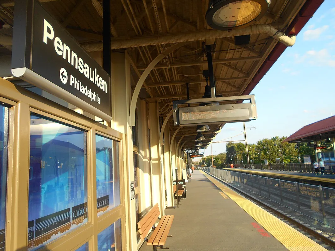 The Atlantic City Line station at Pennsauken Transit Center in Pennsauken, New Jersey.