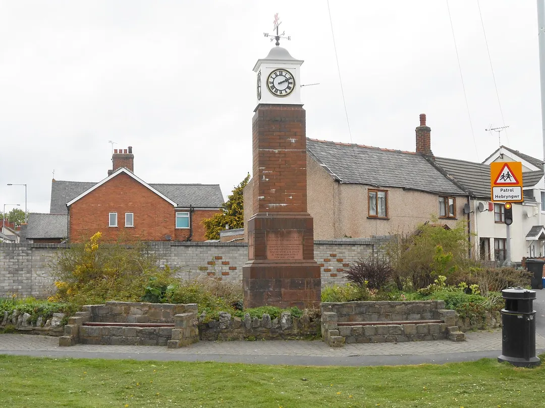 The Millennium Clock at Penyffordd, Flintshire, Wales.