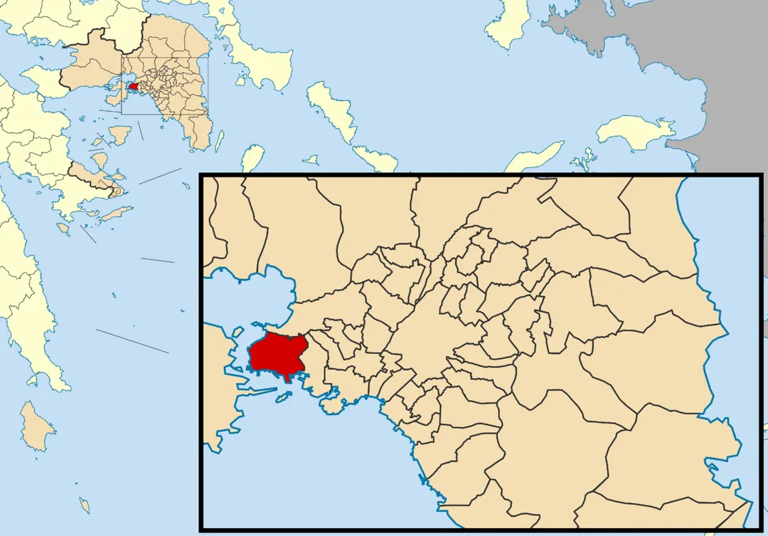 Locator map for Perama municipality in Greek region Attica (2011)