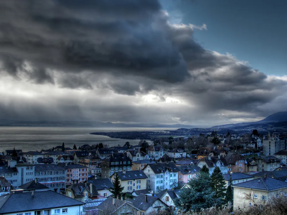 Peseux and Lake Neuchatel in Switzerland