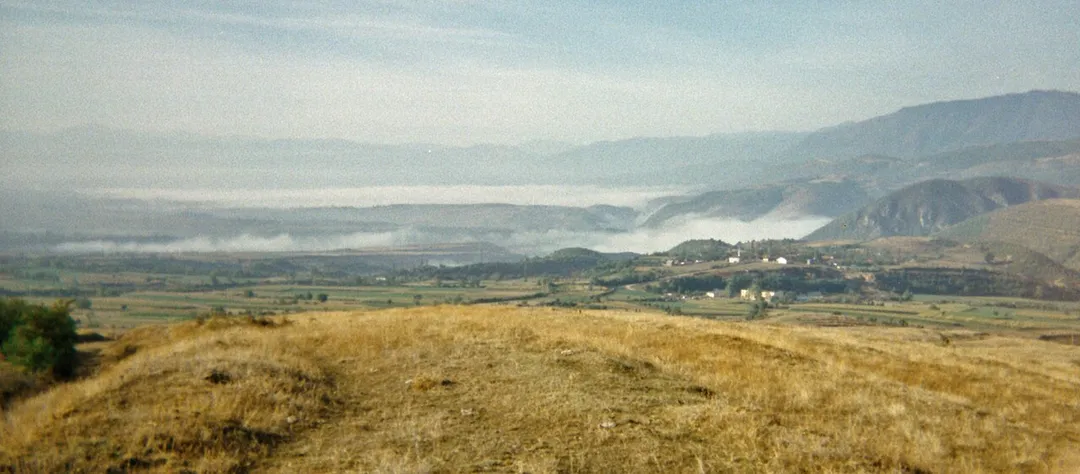 Dibra, Albania: a foggy morning in autumn South of Peshkopi
