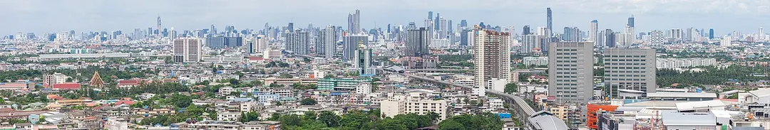 Panoramic view of Bangkok from the high-rise building in Khet Phasi Charoen