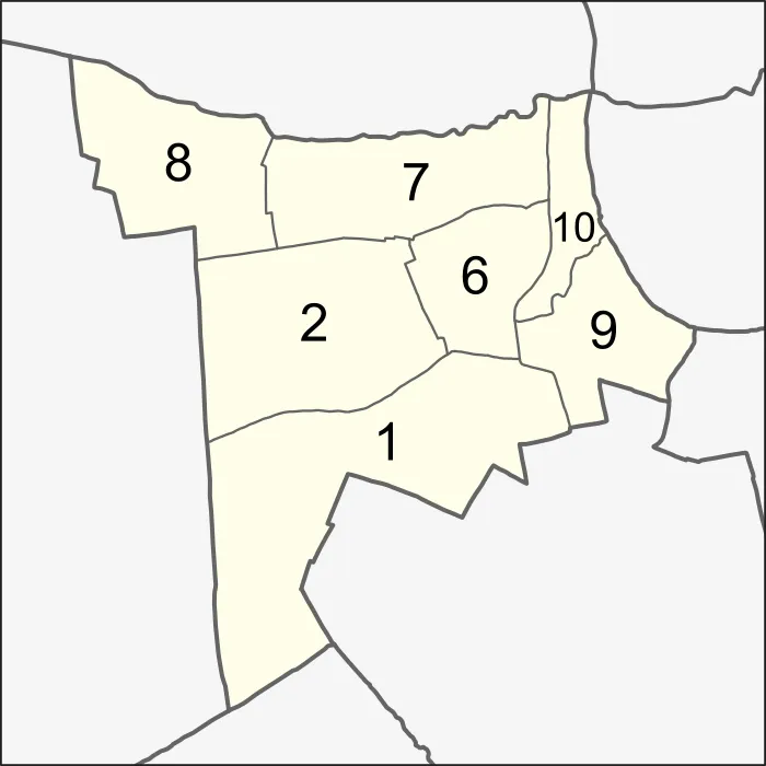 Map of the district (khet) of Phasi Charoen, Bangkok, Thailand, with the subdistricts (khwaeng) numbered.
1. Bang Wa2. Bang Duan6. Bang Chak7. Bang Waek8. Khlong Khwang9. Pak Khlong Phasi Charoen10. Khuha Sawan

Missing numbers are subdistricts now belonging to the district of Bang Khae.