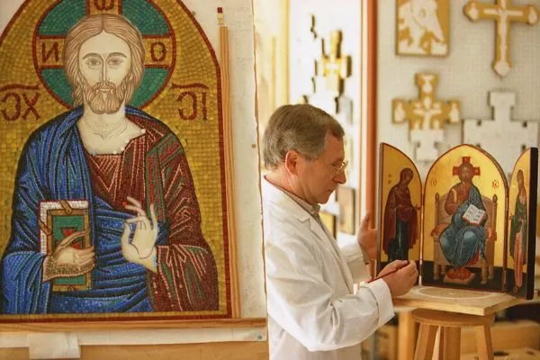 Spiridione Dhoni Marino, artista, mosaicista e iconografo arbëresh di Piana degli Albanesi, Monastero basiliano Ss. Salvatore Sclizza ("Sklica").