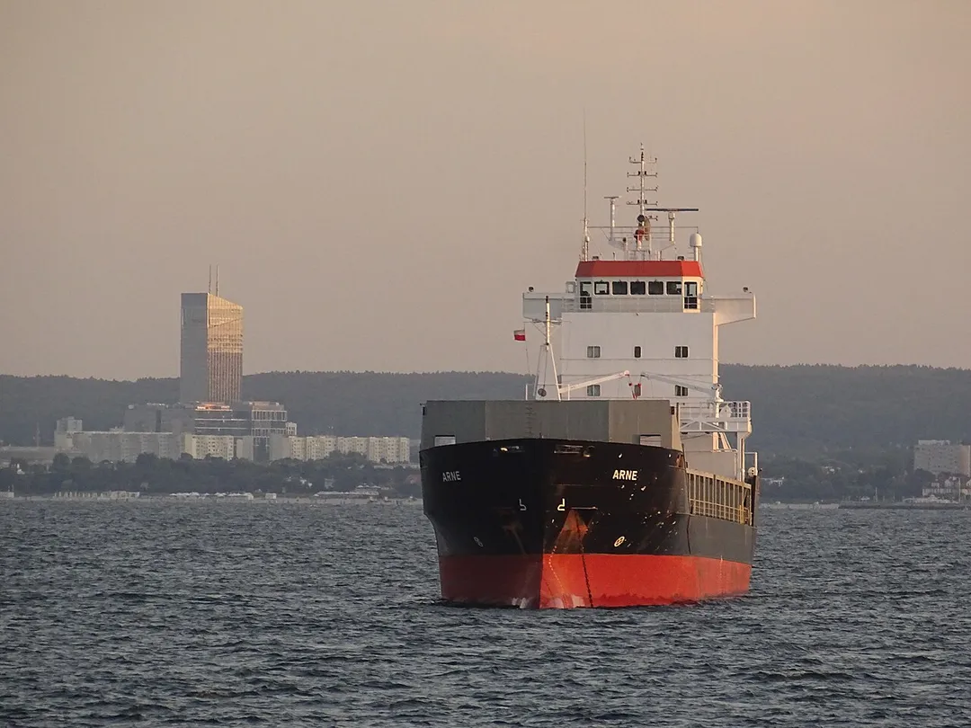 skyline Gdynia (Poland) view from ferry from Hel