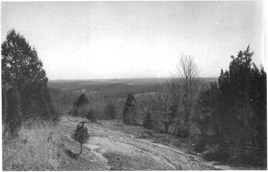 Plate XXXVII of 1898 publication called Maryland Geological Survey Volume Two. Caption:Piedmont Plateau, looking east from Rocky Ridge