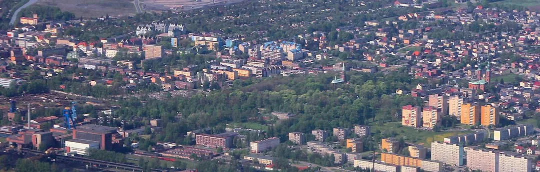 View from the northeast towards Centrum district in Piekary Śląskie, Poland.