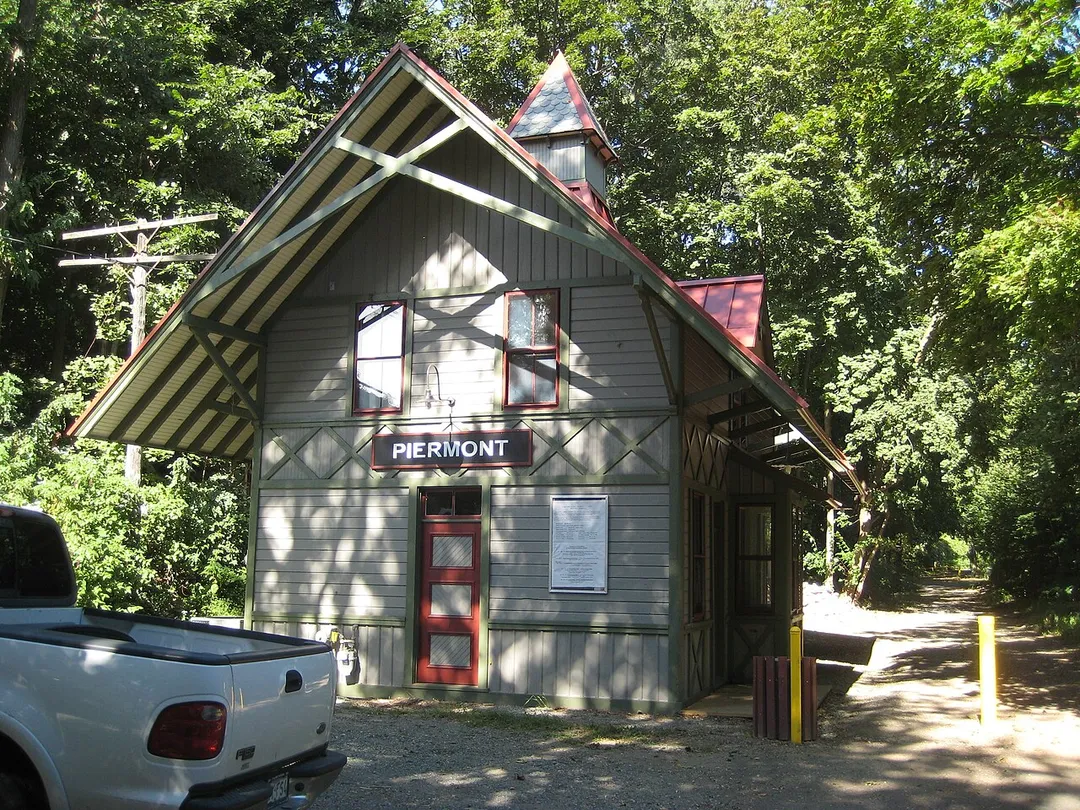 Piermont Railroad Station is a historic train station located at Piermont in Rockland County, New York. It was built about 1873 by the Northern Railroad of New Jersey, a predecessor of the Erie Railroad. It is a one and one half story, light frame building above a stone foundation. It features Stick Style exterior siding and a Late Victorian interior.[2]