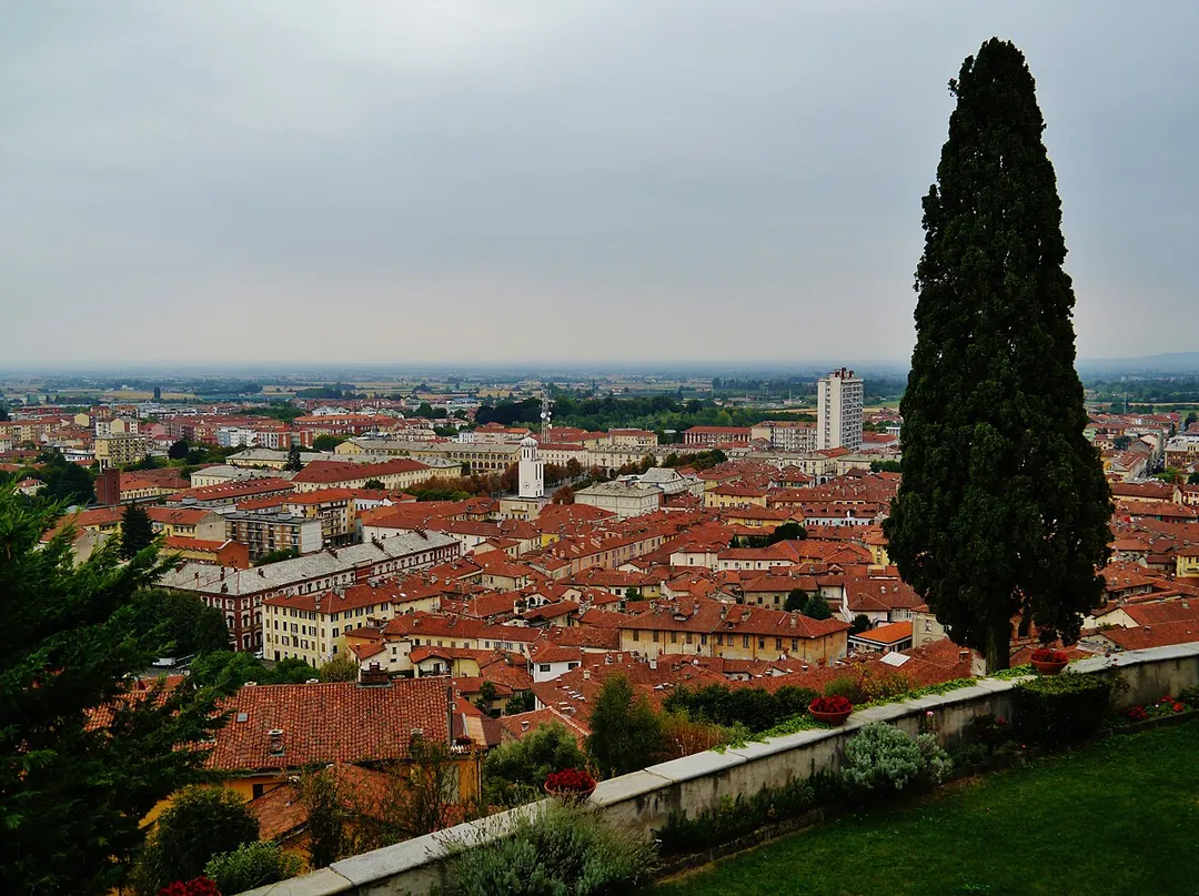 View from the Terrace of the Basilica of St. Maurice, Pinerolo, Province of Turin, Region of Piedmont, Italy