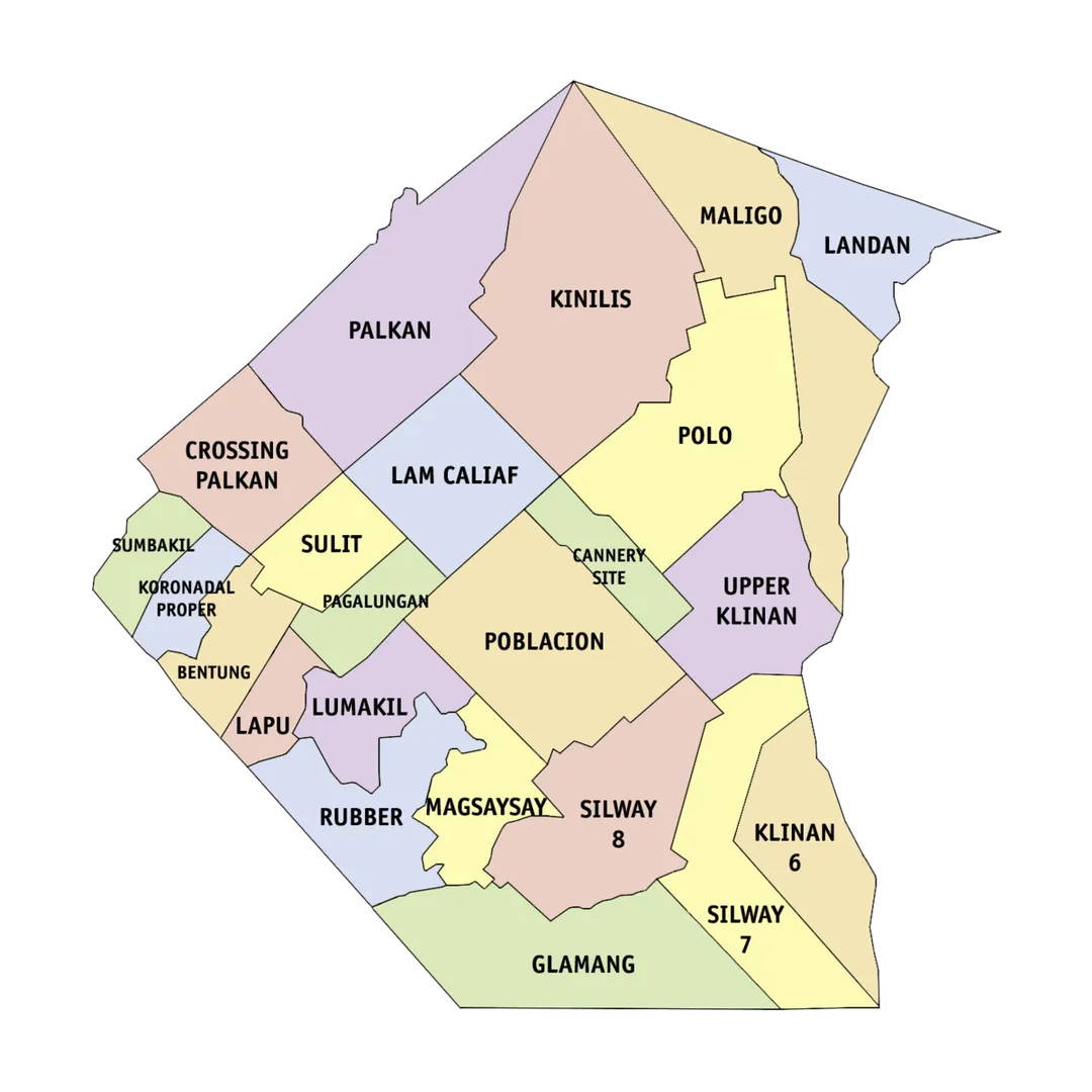 Map that contains the barangays of Polomolok.