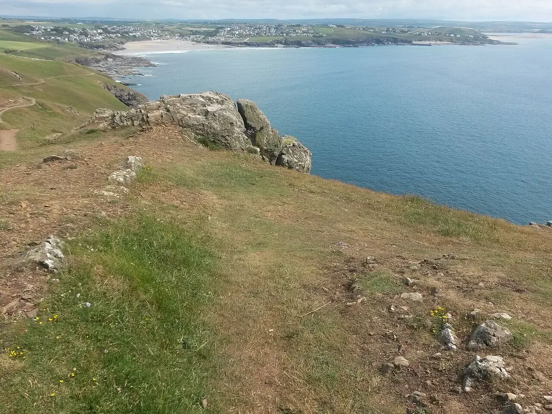 Looking back towards Polzeath from the cliff walk to Pentire point.