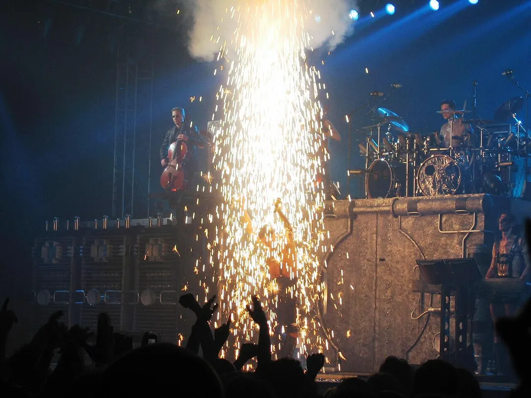 The band Rammstein in concert in 2005.