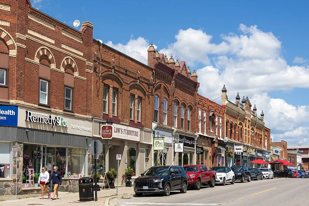 Queen Street in the historic downtown Port Perry, ON