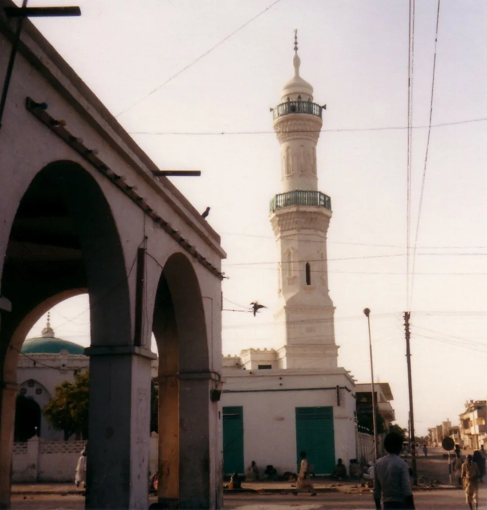 Mosque's minaret with balconies - in Port Sudan - Sudan.