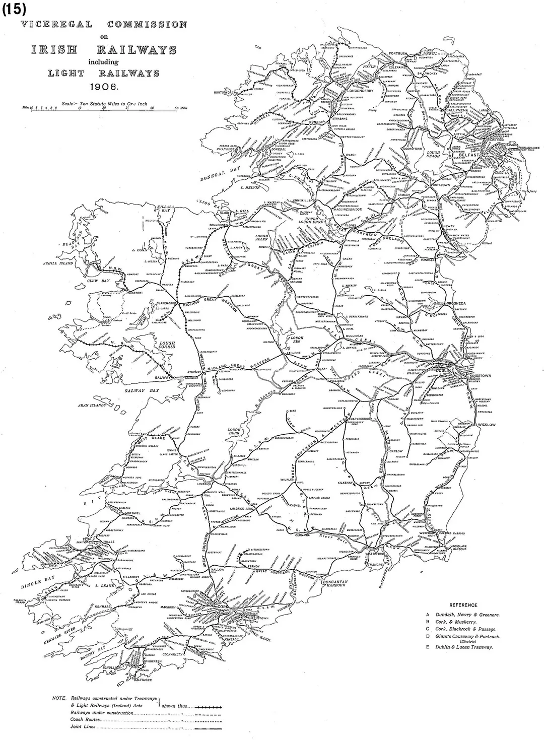 Railway map of Ireland, 1906