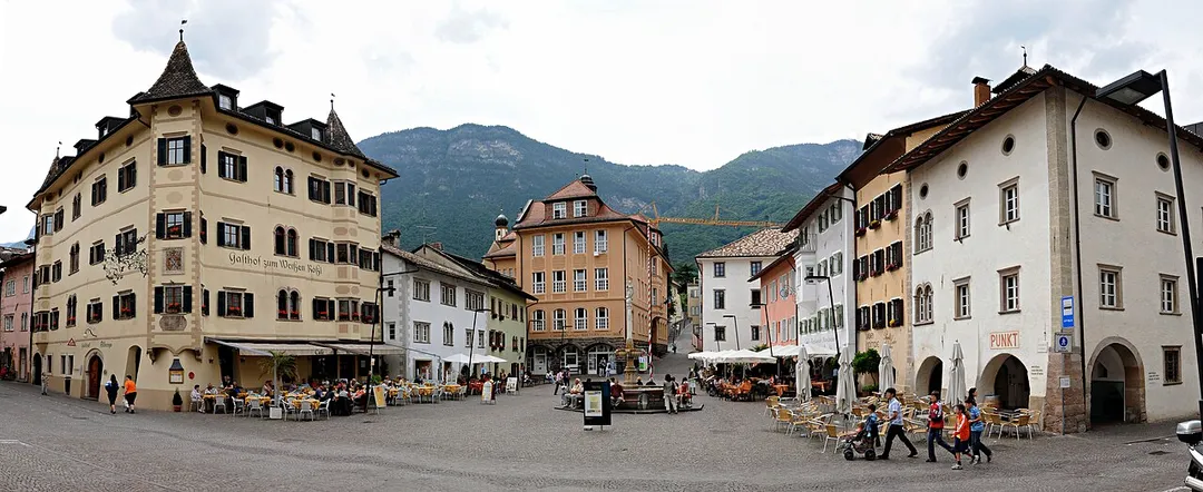 Kaltern, South Tyrol, market place - 4 photos stitched