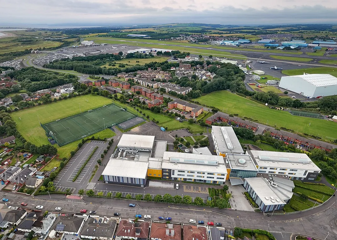 An image of Prestwick Academy taken from the air. Drone flown with permission from ATC.
