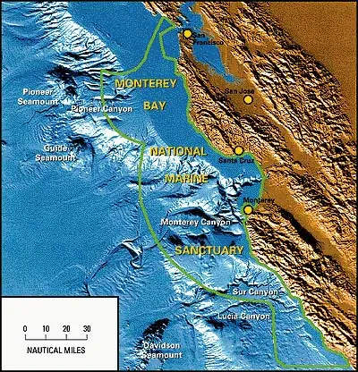 Satellite map of the Monterey Bay Area of Northern California - from the U.S. Geological Survey.