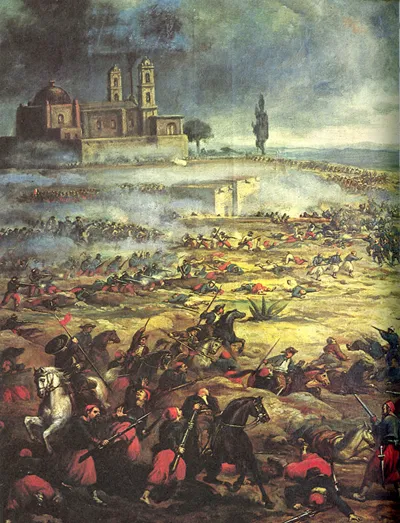 Charge of the Mexican Cavalry at the Battle of Puebla