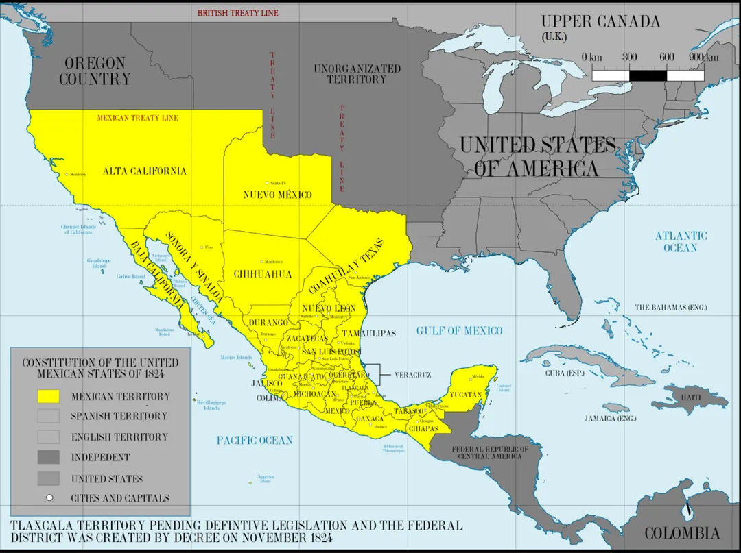 First Federal Republic of Mexico in 1824