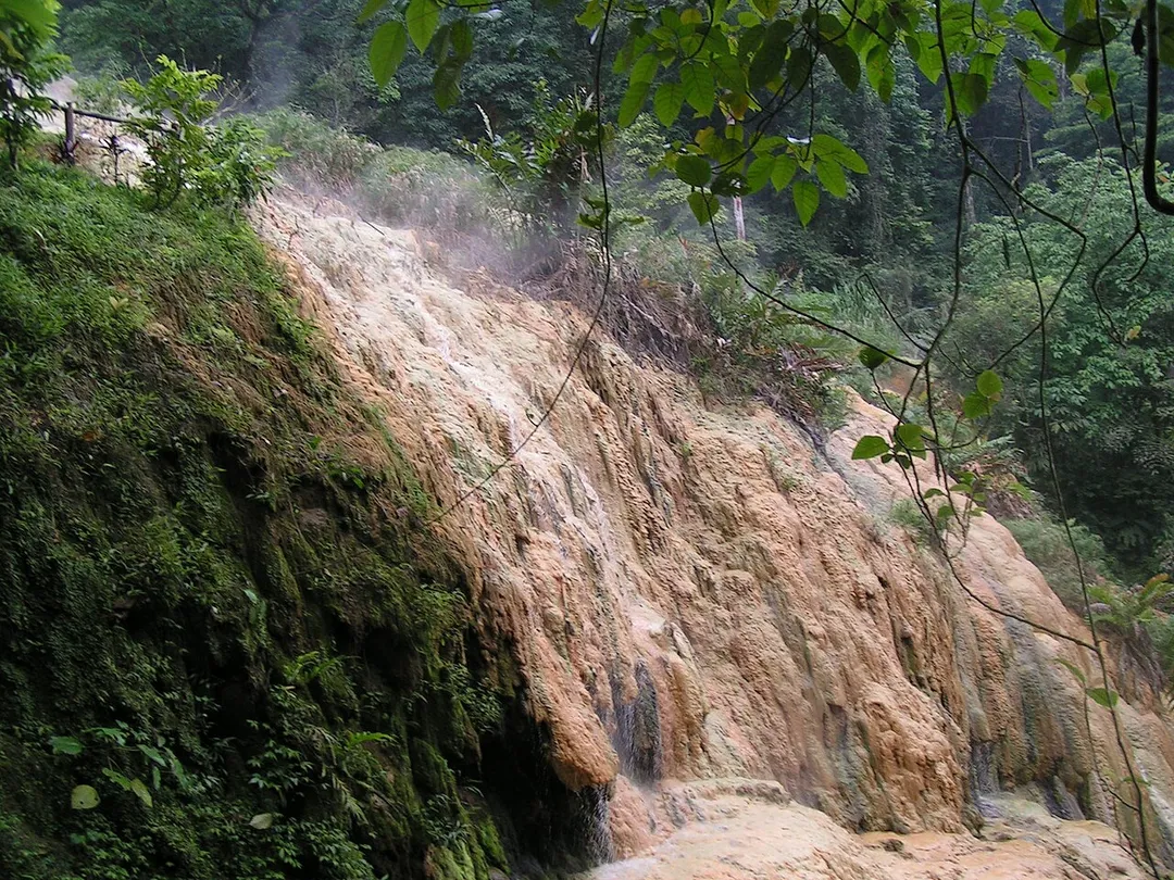 A mineral deposit from hot springs in Baturaden, Indonesia
