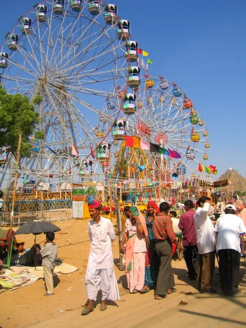 Giant wheels at Pushkar, Rajasthan.