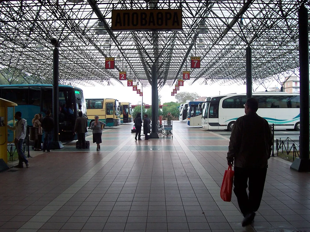 Bus terminal in Pyrgos, Ilia, Greece.