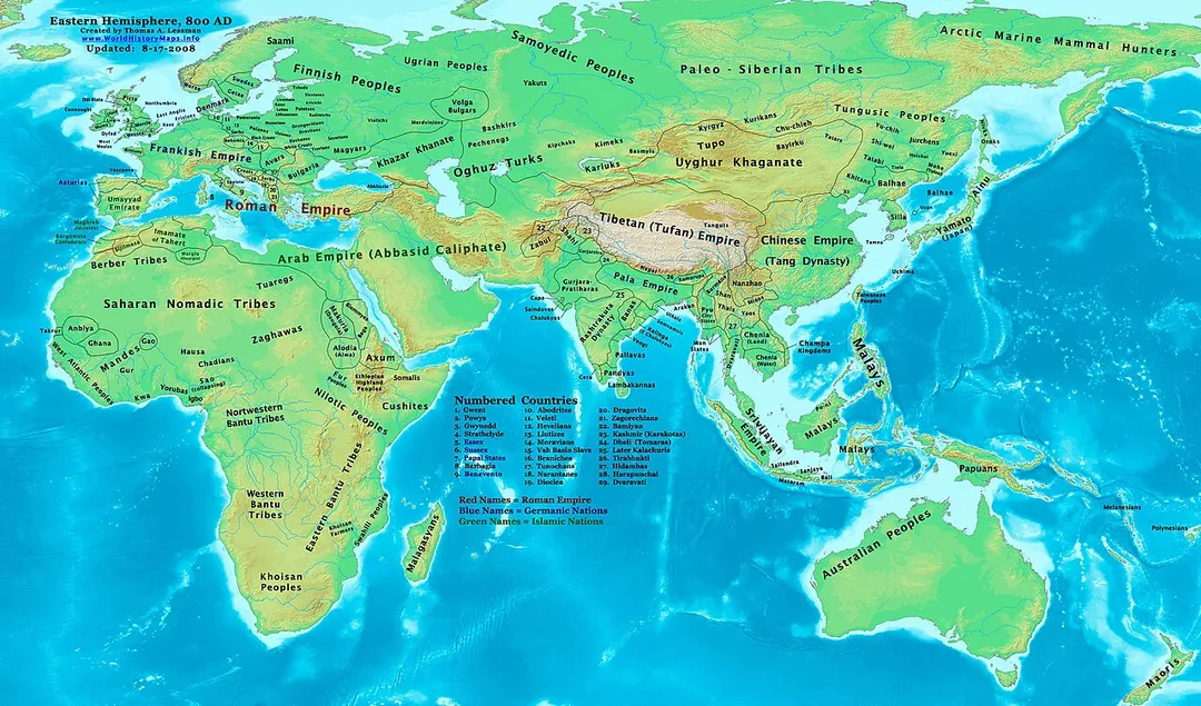 Eastern Hemisphere in 800 AD.