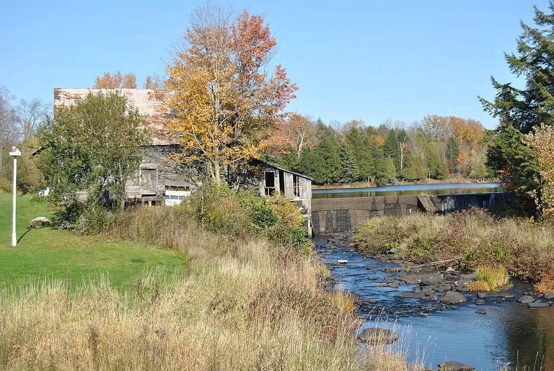 dam and mill building on the Black River in Queensborough, Ontario, Canada
