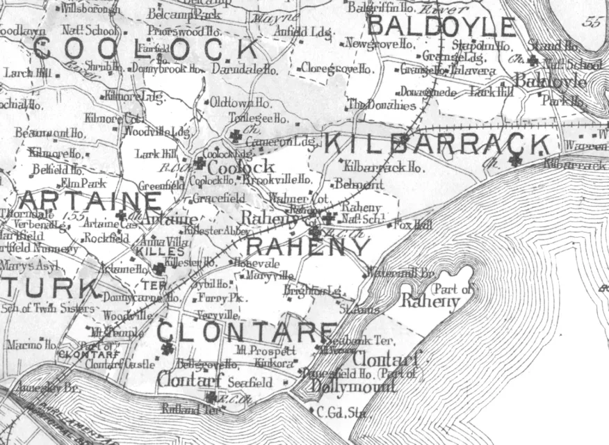 Dublin and north-eastern suburbs, with formal civic boundaries as at 1901