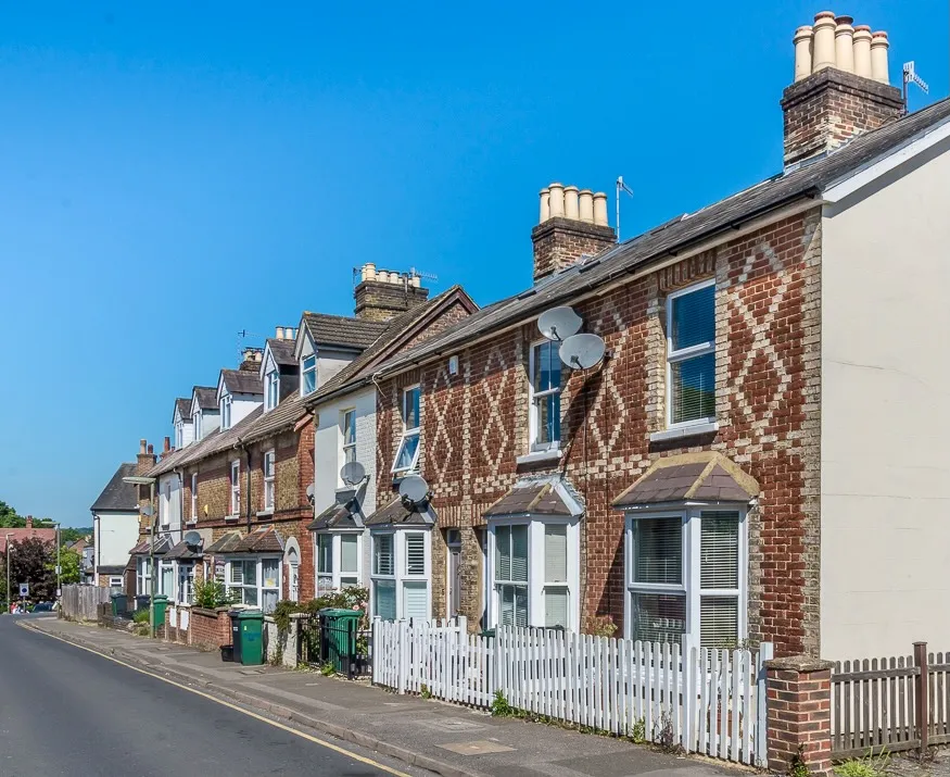 Mid-Victorian terraced houses in Doods Road, Reigate, Surrey