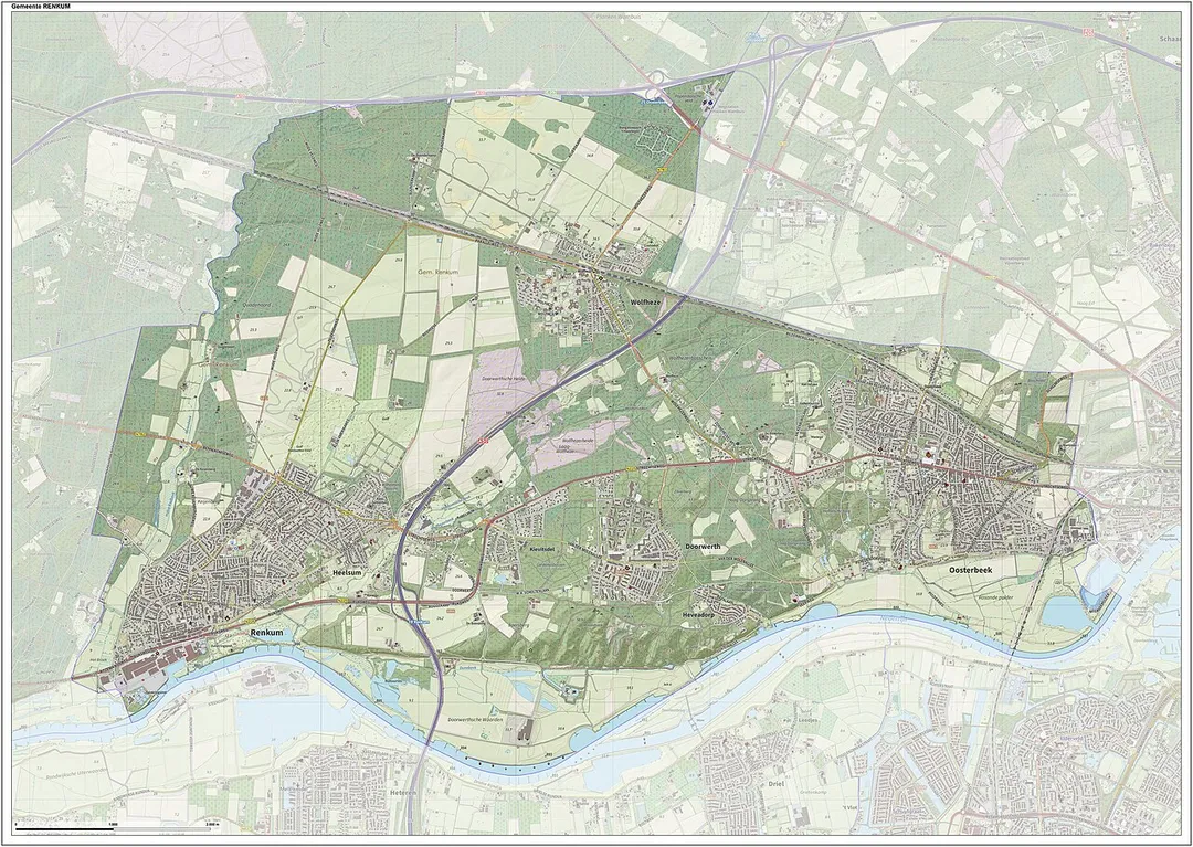 Topografische gemeentekaart. Resolutie: 400 pixels/km.
Kaartbeeld samengesteld uit de open geodata van de Top10NL en Top25namen (Kadaster), Creative Commons-BY licentie. Gebouwvlakken uit open geodata BAG extract. Wegen uit de OpenStreetMap, OpenStreetMap community. Reliëfschaduw uit de Actuele Hoogtekaart AHN2.

Samenstelling en kleurenschema: Jan-Willem van Aalst, met QGIS. Zie ook de Legenda.