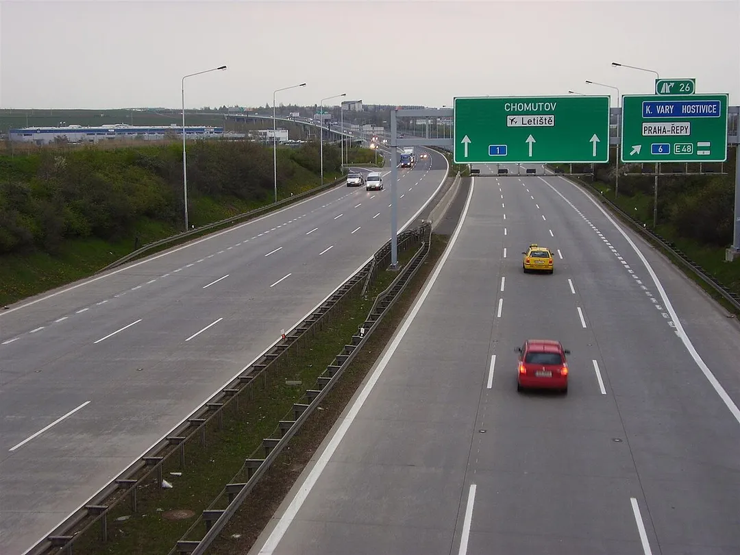 Expressway R1 called Pražský okruh near Zličín and Řepy