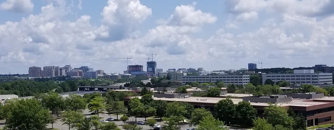 Panoramic view of Reston from Herndon Metro parking garage (looking east)