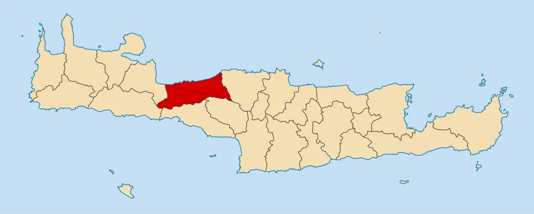 Locator map for Rethymno municipality in Greek region Crete (2011)