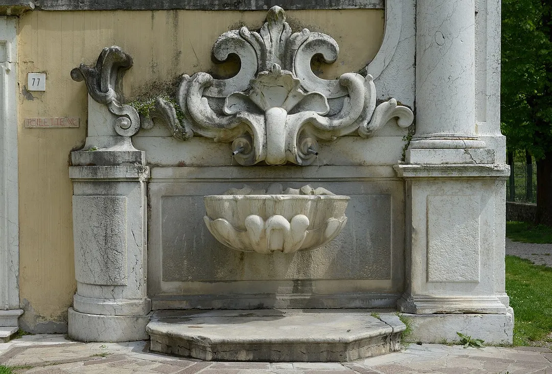 Baroque fountain at the  sanctuary of Our Lady of Valverde in Rezzato.