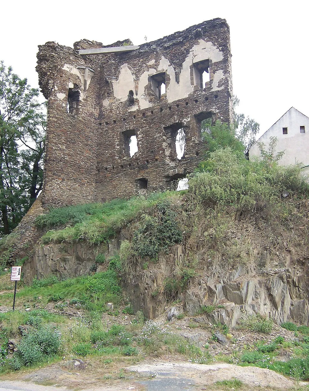 Ruins of the castle in Říčany, town in Czech Republic near Prague.