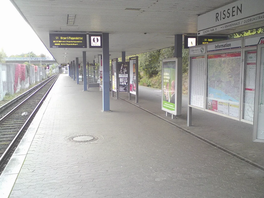 S-Bahn station in Hamburg-Rissen, Germany, platform