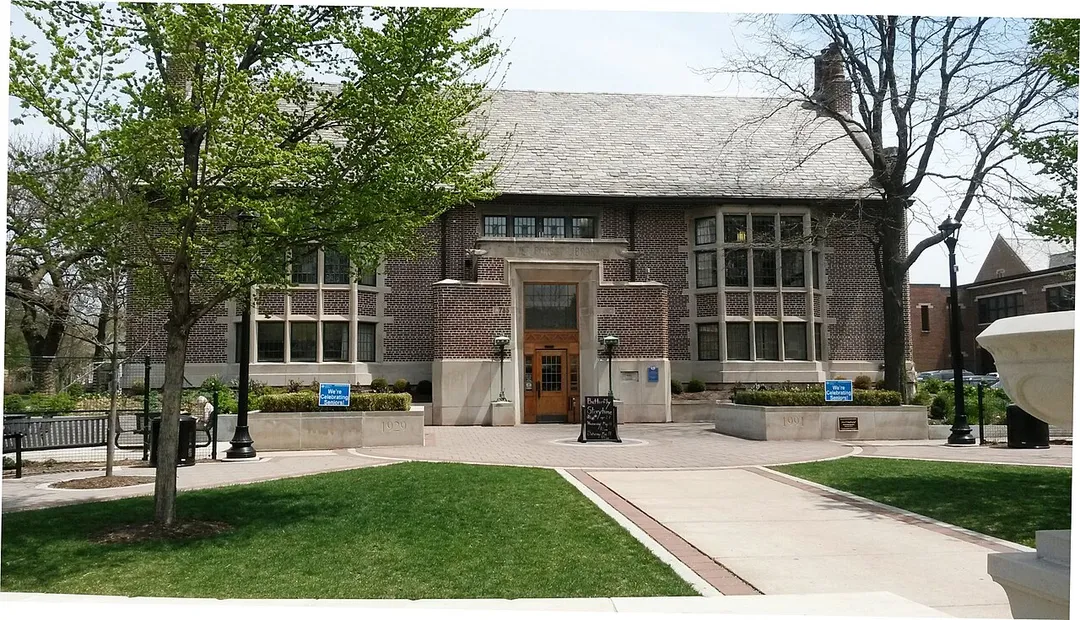 Picture of exterior of library building designed by William Eugene Drummond