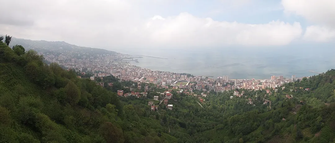 A small panorama of Rize from Tea Mountain. Most of the mountain slopes are covered by tea, as you might expect from the name (I don't actually know for certain that this is the proper name, but that's what all my friends called it).