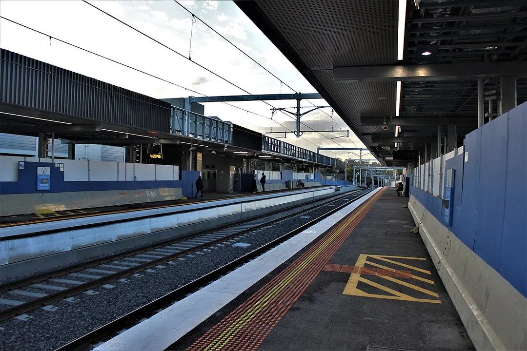 Reopened and partially complete Rosanna railway station Melbourne platform during level crossing removal, June 2018
