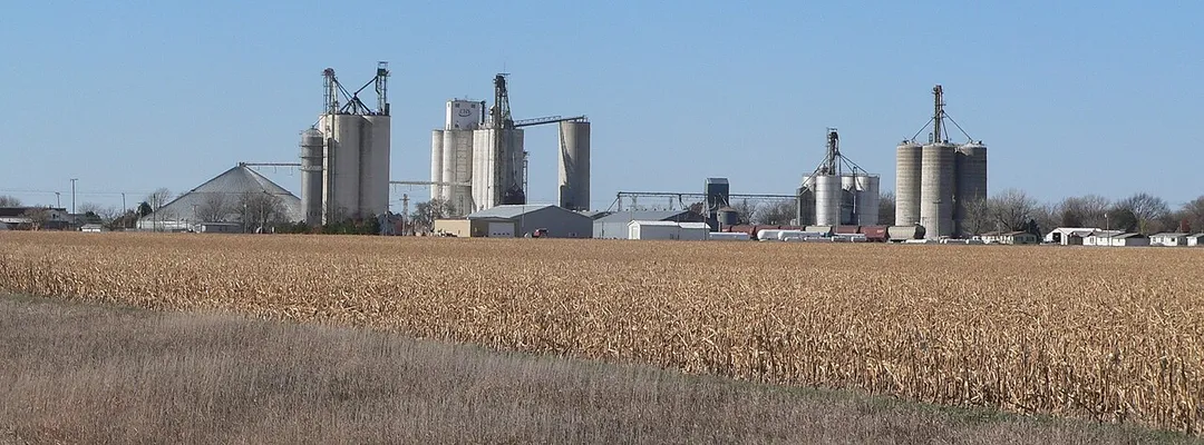 Roseland, Nebraska; seen from the southeast, from Nebraska Highway 74.