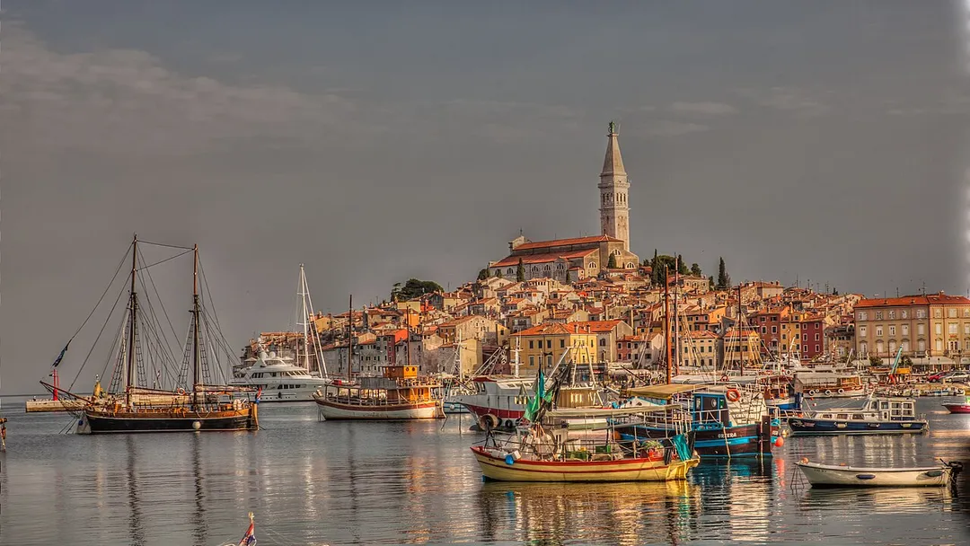 Cityscape Rovinj at sunrise.