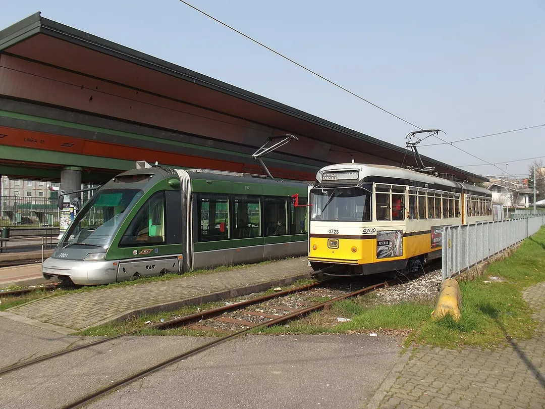 Rozzano tram terminus van lijn 15 buiten de stadsgrenzen van Milaan. Er is een speciale rit.