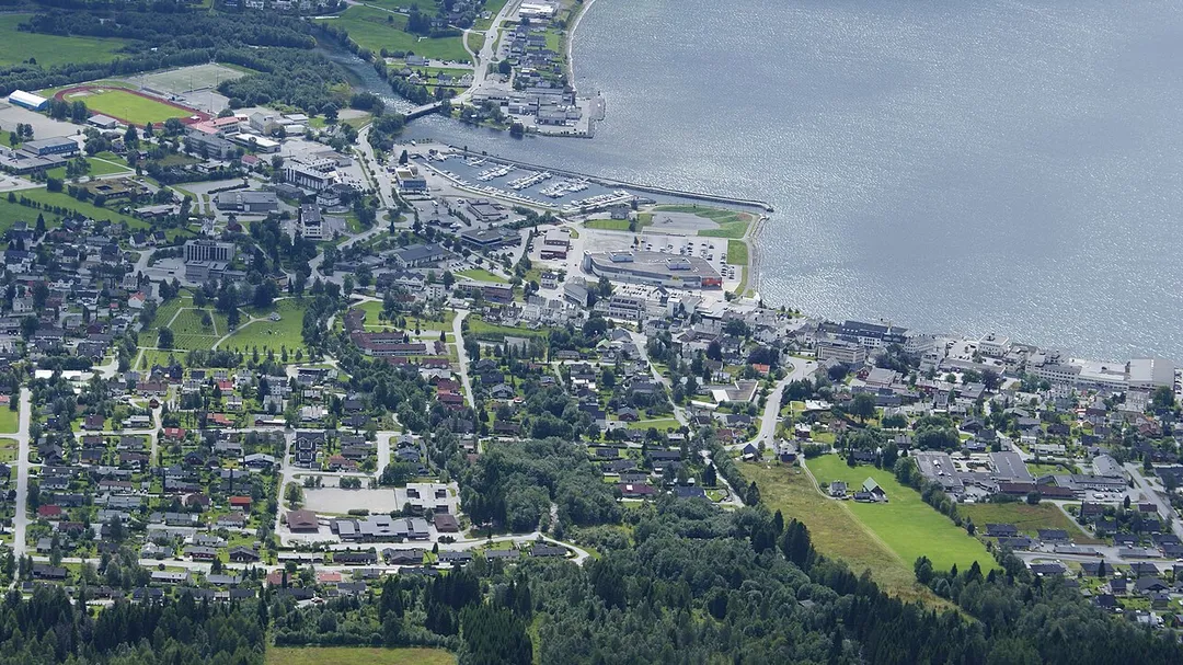 Ørsta, Sunnmøre, Møre og Romsdal, Norway. Photographed from Vallahornet.