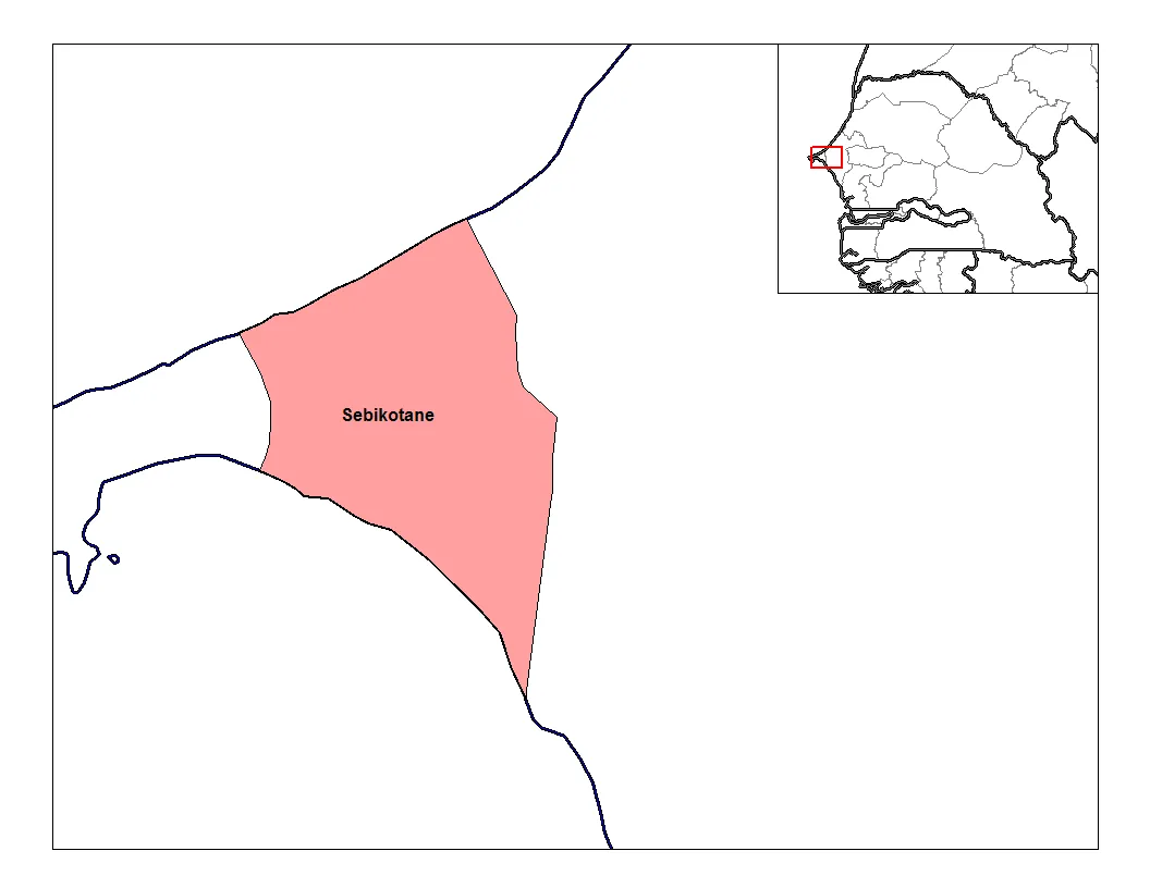 Map of the only arrondissement of Rufisque department in Senegal.