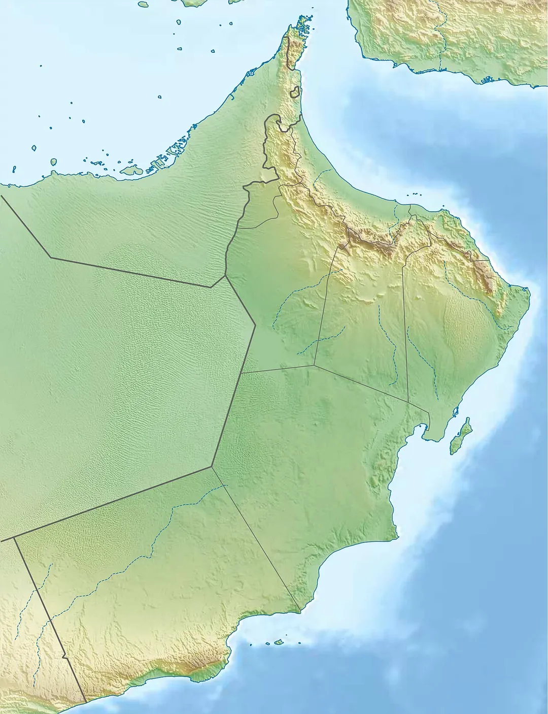 Physical location map of Oman