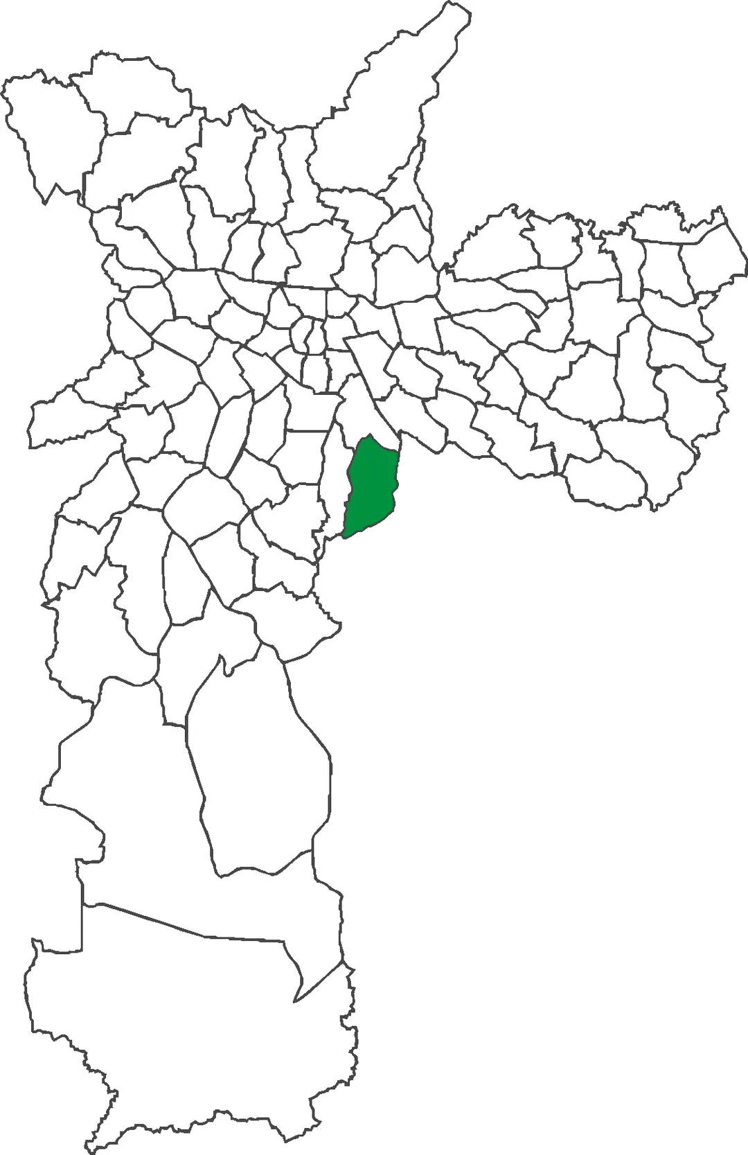 Localização do distrito do Sacomã no município de São Paulo.