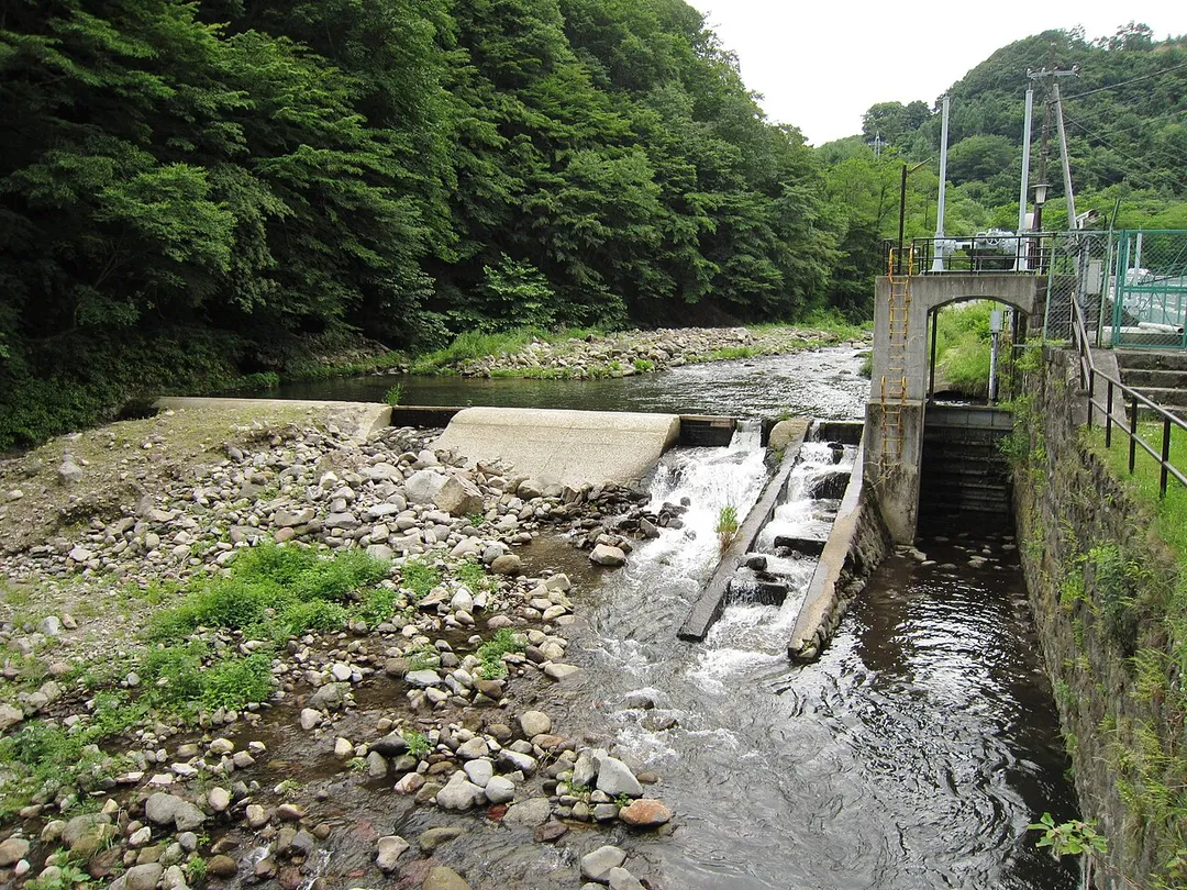 Saikubo hydroelectric power station weir.