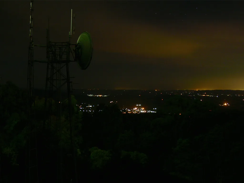 Photo of Healesville Township at night from Mount Saint Leonard, taken on the 17th December 2007.